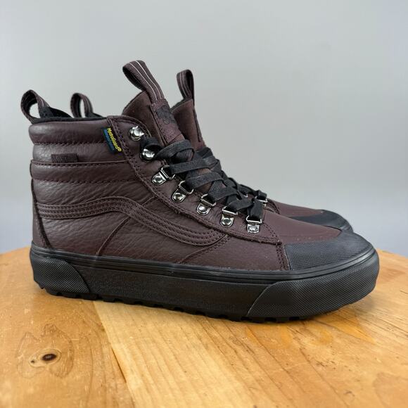 Vans Sk8-Hi MTE Men’s Size 8.5 Shoes Chocolate Brown Leather Boots‎ Lace Up NEW main image 6